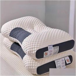 Pillow 3D Spa Mas Partition Helps Sleep And Protect Neck Knitted Cotton Bed 230406 Drop Delivery Home Garden Textiles Bedding Supplies Otrh7