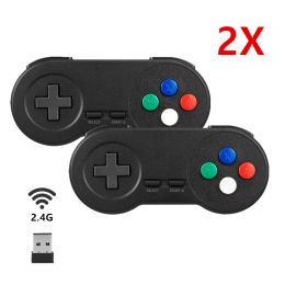 Gamepads 2x Wireless Controller 2.4G Gaming Gamepad Joystick Super SNES JoyPad Handle for PC Windows 7/8/10 Mac Raspberry Pi