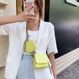 Shoulder Bags Women's Fashion Messenger Handbgas Female 2 Piece Set Crossbody Bag Alligator Pattern Small Candy Colour Pu Leather Chain