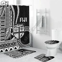 Carpets Bula Fiji Bathroom Set Masi Tapa Patterns Style Shower Curtain And Rug Mats Rugs Toilet Decor Mat