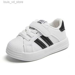 Sneakers 2 Striped White Casual Shoes For Baby Boy Girl Brand Children Sneaker White Kids Sports Shoes Toddler Walking Shoes 0-3 Year T240415