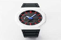 Men's Digital Sports Waterproof Quartz Watch LED Dual Display World Time PU New Style5716827