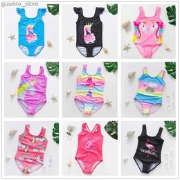 One-Pieces Star kids swimsuit 2~16Y Girls One-piece Swimsuit Children Girls Cute Children Baby Striped Swimwear Wholesale sw103 Y240412