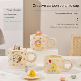 Mugs Cute Milk Tea Cup Girl Heart Ceramic Cartoon Mug With Lid Personalised Gift Original Breakfast Cups Of Coffee Christmas