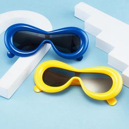 Sunglasses Cross Border Y2K Quirky Cute One-piece Fashionable And Warm Colour Wrapped Glasses One Piece Large Frame Men Women