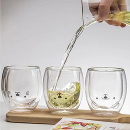 Wine Glasses Cute Glass Mug Double Wall Cup Creative Bear Coffee Double-layer Cartoon Animal Borosilicate Christmas Gift