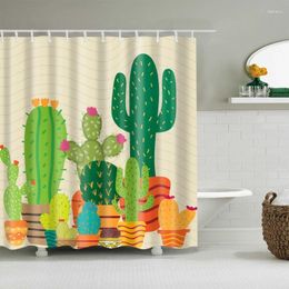 Shower Curtains Cactus Curtain Waterproof Fabric Bathroom Decor With 12 Hooks