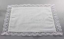 25cm White Lace Thin Handkerchief 100 Cotton Towel Woman Wedding Gift Party Decoration Cloth Napkin DIY Plain Blank Handkerchief6131013