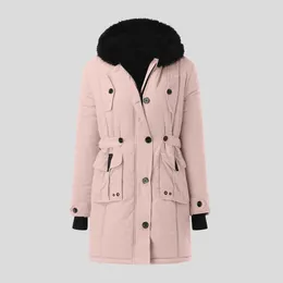 Women's Jackets Outdoor Thick Padded Jacket Safari Style Warm Plush Down Autumn Winter Zippers Pockets Coats Overcoat