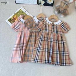 Brand girls partydress Short sleeved baby skirt Size 90-140 CM kids designer clothes Contrasting lapel Princess dress 24April