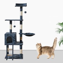 Cat Furniture Scratchers Mtilevel Tree Tower Scratching Post For Indoor House Kitten Toy Cosy Condo Hammock And Wide Top Pe Otely