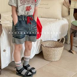 Shorts Children Clothing Kids Casual Denim 2024 Korea Style Summer Girls Jeans Fashionable Cool