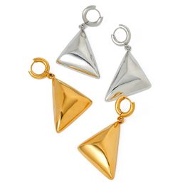 Chic Rose Gold Stainless Steel Triangular Pendant Ear Drops - Women's Contemporary Fashion Earrings