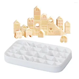 Baking Moulds Spill-resistant Ice Cubes Moulds Stackable Trays Building Block Silicone Tray With Lid For Coffee Fun