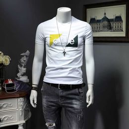 New mens t-shirts printed letters Embroidery process t-shirt mens white black slim fit short-sleeved O neck gentlmen male comfortable soft mens body pluz size 5XL