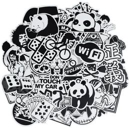 50 pcs Random black and white punk anime stickers home decor sticker on luggage motor bike skateboard wall decals stickers for kid7437957