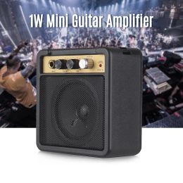 Cables Mini Guitar Amplifier Amp Speaker 5W with 6.35mm Input 1/4 Inch Headphone Output Supports Volume Tone Adjustment Overdrive