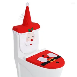 Toilet Seat Covers 3 Pieces Christmas Cover Santa Claus Water Tank Stylish Lid Pad For Bathroom Accessories