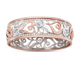 Fashion Jewellery Eternal Love Hollow Heart Ring Diamond Rose Gold Romantic Engagement Ring5388023