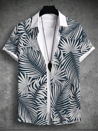 Summer Mens Shirt Tropical Plants Graphic 3D Print Simple Shirts Short Sleeve Tops Streetwear Loose Casual Hawaiian 240415