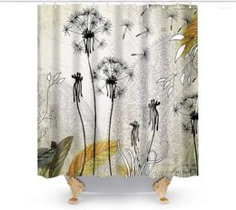 Shower Curtains Thistle Dandelion Boho Leaves Theme Cloth Fabric Bathroom Decor Sets With Hooks