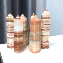 Decorative Figurines 1pc Natural Pork Stone Crystal Point Energy Healing Quartz Mineral Tower Wand Ornament For Home Decor Reiki Gems Gifts