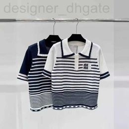 Women's Knits & Tees designer French Meow 2024 Spring/Summer New Fashion Color Block Skincare Breathable Stripe POLO Neck Short Sleeve Knitted Shirt for Women RMB6