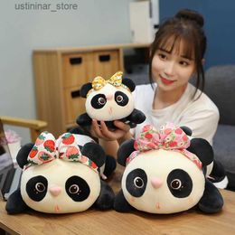 Stuffed Plush Animals 65cm Kawaii Plush Panda Pillow Stuffed Animal Toys for Girl Kids Plush Doll Cute Panda with Bow Teddy Bear Plushie Children Gift L47