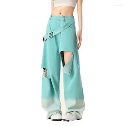Women's Jeans Broken Hole Female Spring And Fall High-waisted Fashion Loose Straight Wide-legged Long Pants Women Baggy