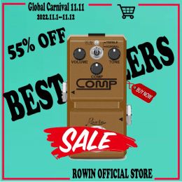 Guitar Rowin Ln333 Analog Mini Opto Compressor Box Guitar Compression Pedal for Electric Guitar Bass Full Metal Case True Bypass
