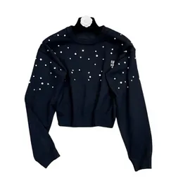 New women logo letter embroidery rhinestone crystal shinny bling desinger knitted sweater tops SMLXL