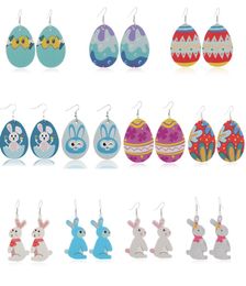 2020 New PU Leather Earrings Drop Shape Easter Egg Rabbit Charm Dangle Earrings fashion Creative Women Girl Jewellery Easte6198770