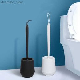 Cleaning Brushes Bathroom Black Toilet Brush Soft TPR Silicone Brush Head No Dead Corners Home Floor-standin Cleanin Brushes WC Accessories L49