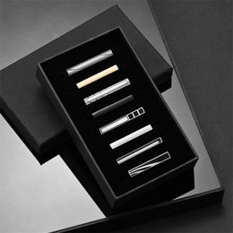 8 PCS Short Tie Clips Set With Gift Box Accessories Man Shirt Cufflinks Men Cuff For Husband Gadgets Pin Wedding Guests 240408