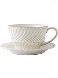 Mugs American Latte Coffee Cup And Saucer Set Home Retro Floral Ceramic Cups Cappuccino Cups.