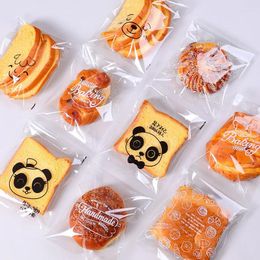 Storage Bags 100PCS Bread Packing Candy Snack Gifts Cute DIY Party Cookie Self Adhesive Transparent Bag Baking Sealed Packaging Pouch