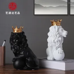 Vases European Style Crown Lion Ornaments Resin Crafts Home Furnishings Office Hallway Decorations Christmas Handmade Items