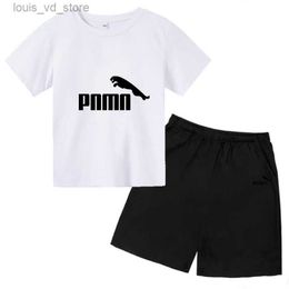 Clothing Sets 2-piece set of sports style summer childrens sportswear short sleeve set girls boys T-shirt + shorts set T240415