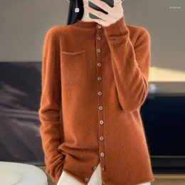 Women's Knits Wool Knitted Cardigan 2024 Spring And Autumn Soft Lazy Leisure Long Sleeved Fashion Line Ready To Wear Top