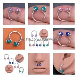 Nose Rings & Studs Evil Eye Combination Set 8Pcs/Lot Hoop Body Piercing Women Fashion Accessories0.8X7Mm Drop Delivery Jewelry Otofy