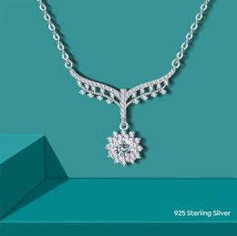 925 Sterling Silver white gold plated 0.5CT Moissanite Diamond Necklace women Luxury Fine Jewellery