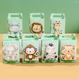 Gift Wrap 7pcs DIY Jungle Animal Candy Boxes Safari Birthday Kids Packaging Box Wild One Baby Shower Supplies