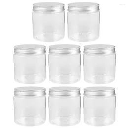 Storage Bottles 8 Pcs 250ml Mini Transparent Silver Aluminum Lid Mason Jar Set Jars Small Honey Container Dispenser Plastic Pet Sugar Scrub