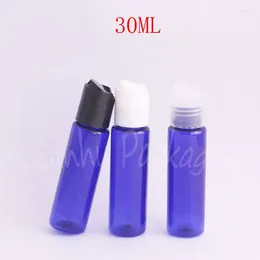 Storage Bottles 30ML Blue Plastic Bottle Disc Top Cap 30CC Shampoo / Lotion Small Sample Empty Cosmetic Container ( 100 PC/Lot )