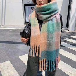 Tapestries Fashion Women Plaid Warm Scarf Winter Shawls Cashmere Thick Wraps Lady Tassel Scarves For Christmas Gift Party Supplies