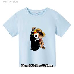 Clothing Sets One Pieces Tshirt Kids Clothes Children Pure Cotton T-shirt Cool Cartoon Anime Summer Casual Tops Tee Luffy Boy Girls Streetwear T240415