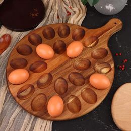 Decorative Plates Wood Deviled Egg Platter 24 Holes Reversible Charcuterie Board Tray Cutting Serving