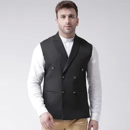 Men's Vests For Men Flat Collar Clothing Double Breasted Sleeveless Jacket With Pocket Casual Summer Suits Blazer