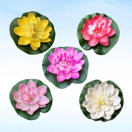 Decorative Flowers 5pcs Pool Artificial Fake Lily Pads Floating For Ponds Water Pond Lilies