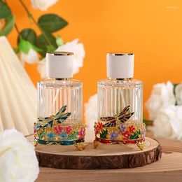 Storage Bottles 60 X High-end Dragonfly Enamel Colour Craft Glass Perfume Essential Oil Bottle 50ML Empty Exquisite Makeup Sub